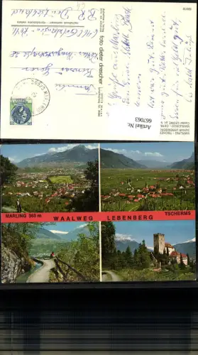 667063,Mehrbild Ak Marlengo Marling Tscherms Waalweg Schloss Lebenberg b. Meran Italy