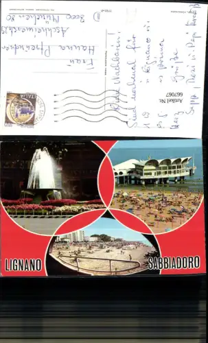 667067,Mehrbild Ak Lignano Sabbiadoro Springbrunnen Strandleben Italy
