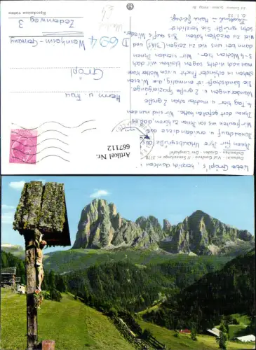 667112,Dolomiti Val Gardena Il Sassolungo Gröden Langkofel Marterl Wegkreuz Italy