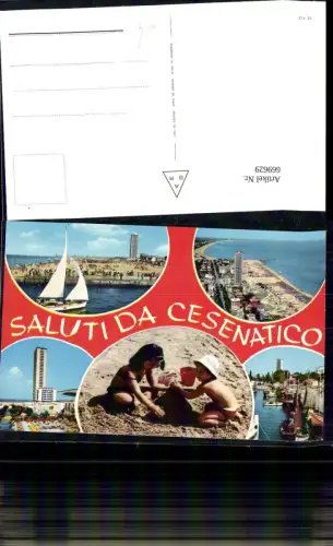 669629,Mehrbild Ak Cesenatico Strandleben Segelboot Italy