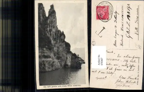 670367,Foto Ak Una delle gallerie sulla strada Riva-Castro Küste Felsen Italy