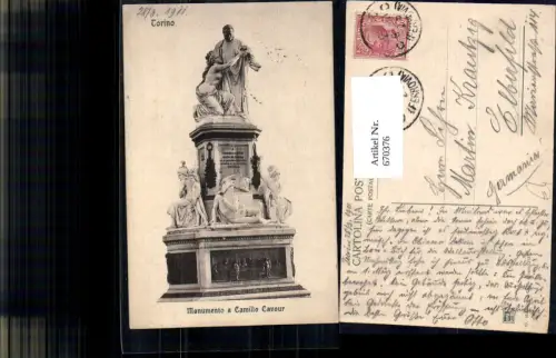 670376,Torino Turin Monumento a Camillo Cavour Italy