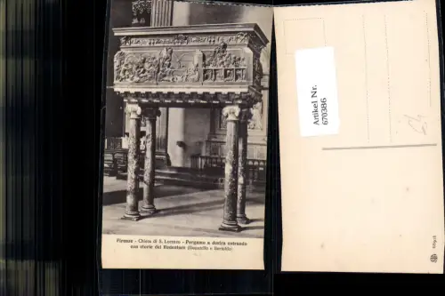 670386,Firenze Florenz Chiesa di S. Lorenzo Pergamo a destra entrando con storie del Redentore Italy