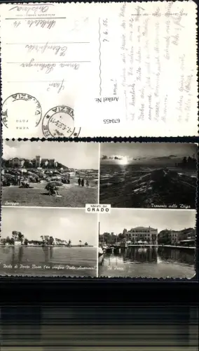 670455,Mehrbild Ak Saluti da Grado Spiaggia Tramonto sulla Diga Il Porto Hafen Italy