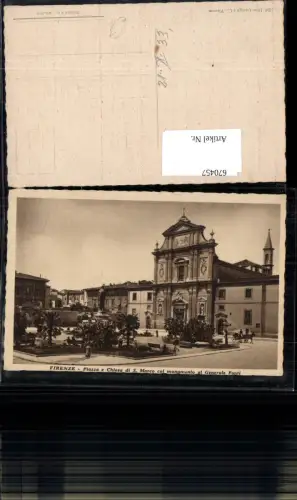 670457,Firenze Florenz Piazza e Chiesa di S. Marco col monumento al Generale Fanti Italy