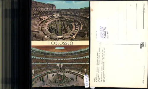 671381,Mehrbild Ak Rome Rom Roma Il Colosseo interno Kolosseum Italy