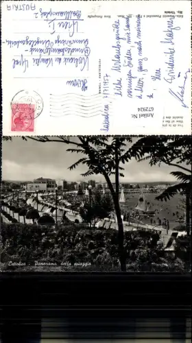 672924,Foto Ak Cattolica Panorama della spiaggia Strandleben Segelboote Italy
