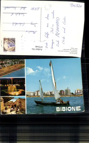 673546,Mehrbild Ak Bibione Dall aereo Notturno Fontana luminosa Dal mare Italy