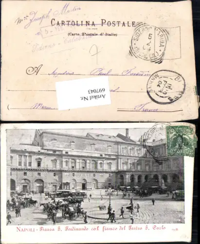 697043 Neapel Napoli Piazza San Ferdinando Theater San Carlo Tram Tramway Pferdetram