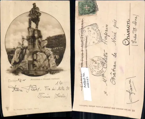 698352 Torino Turin Monumento a Giuseppa Garibaldi pub Dr. Trenkler 9450 S
