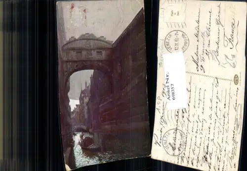 698357 Künstler AK Venezia Venedig Gondel Ponte del Sospiri