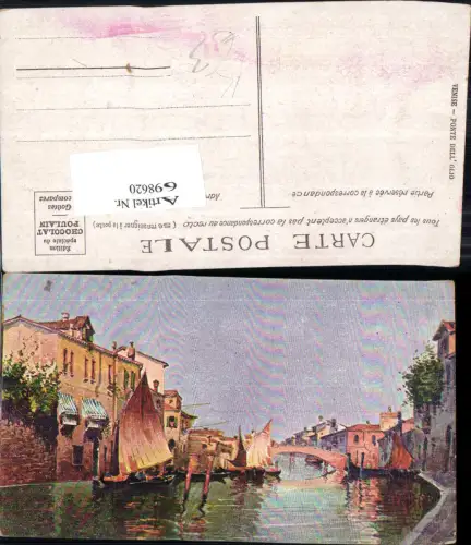 698620 Italy Künstler AK Venedig Venezia Segelschiff