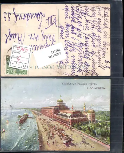 702142 Künstler AK Italy Lido Venedig Venezia Excelsior Palace Hotel Strandleben Strand Meer