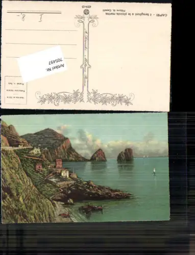 705497 Künstler AK G. Carelli Italy Capri faraglioni e la piccola marina