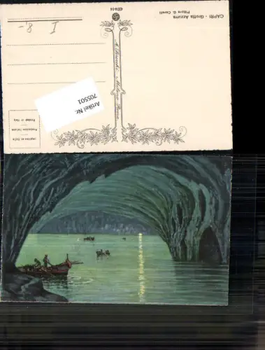 705501 Künstler AK G. Carelli Italy Capri Grotte Höhle Grotta Azzurra