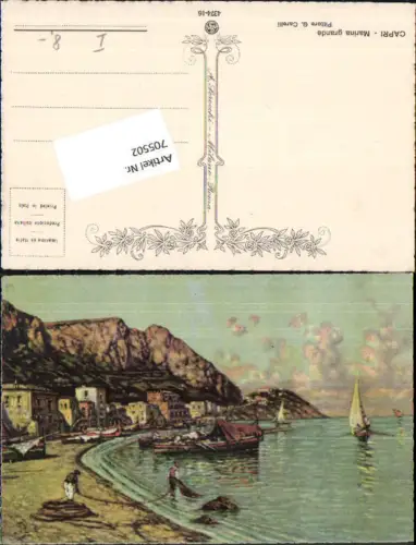 705502 Künstler AK G. Carelli Italy Capri Marina Grande Strand