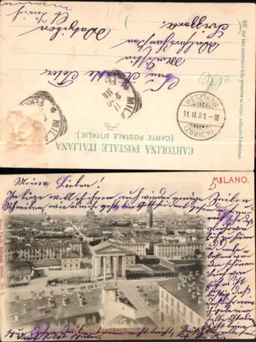 706375 Milano Mailand pub Hans Dietz gel Wetzikon Stempel 1901
