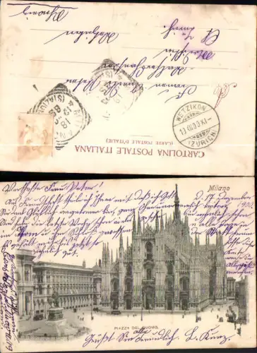 706376 Milano Mailand Piazza del Duomo gel Stempel Wetzikon Zürich