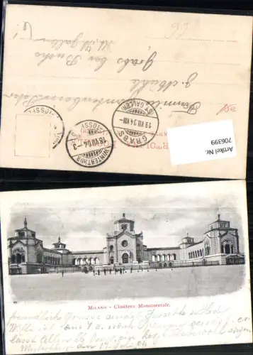 706399 Milano Mailand Cimitero Monumentale Stp. Grabs Buchs St. Gallen