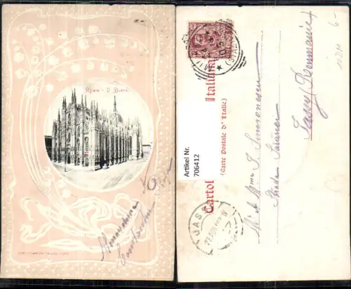 706412 Präge Lithographie Milano Mailand Jugendstil Art Nouveau Stp. Jassy