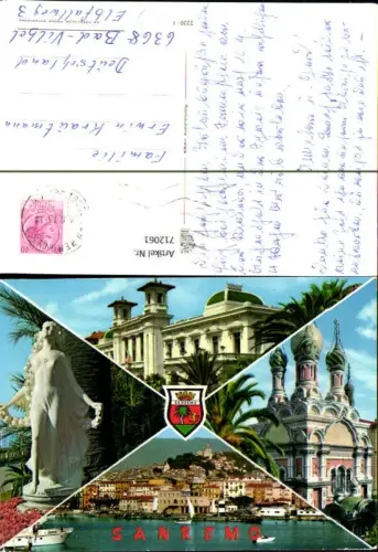 712061 Mehrbild AK Sanremo Statue Hafen Kirche Italy