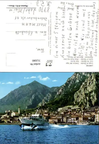 712080 Limone Lago di Garda Veduta dal lago Gardasee Boot Motorboot Italy
