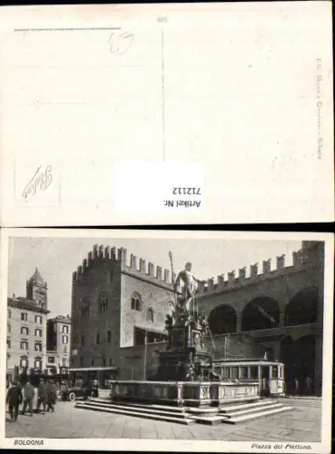 712112 Bologna Piazza del Nettuno Brunnen Straßenbahn Italy