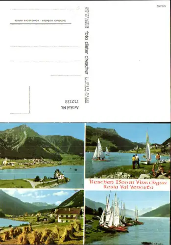 712123 Mehrbild AK Reschen Vinschgau Resia Val Venosta Segelboote Italy