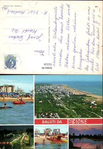 712129 Mehrbild AK Saluti da Bibione Strandleben Luftbild Nachtansicht Italy