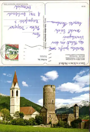 712151 Mals Vinschgau Malles Val Venosta Parrocchia e Castel Fröhlich Pfarrkirche u. Fröhlingsburg Italy