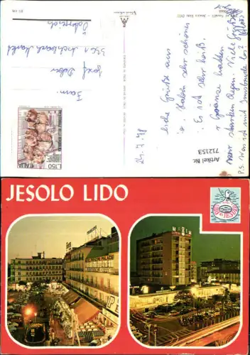 712153 Mehrbild AK Jesolo Lido Ansicht b. Nacht Italy