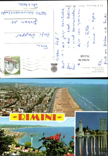 712168 Mehrbild AK Rimini Veduta aerea Panorama Leuchtturm Luftbild Strand Italy