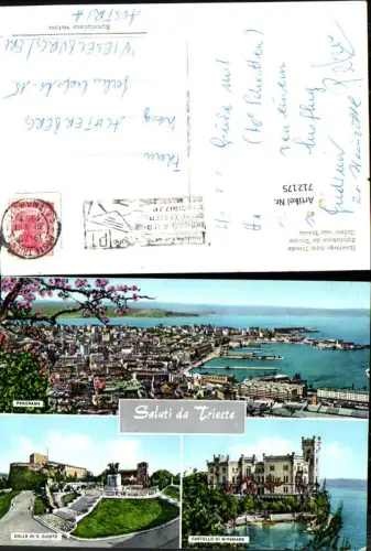 712175 Mehrbild AK Saluti da Trieste Panorama Colle di S. Giusto Castello di Miramare Triest Italy