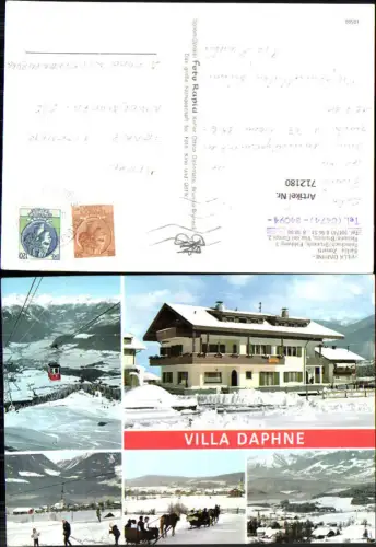 712180 Mehrbild AK Villa Daphne Reischach Bruneck Riscone Brunico Burkia Zenatti Pferdeschlitten Seilbahn Italy