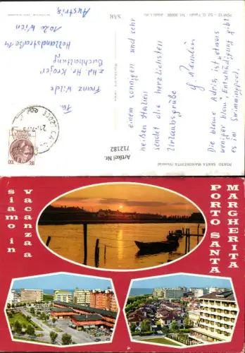 712182 Mehrbild AK Porto Santa Margherita Venezia Boot b. Sonnenuntergang Italy