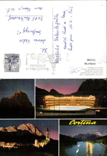 712186 Mehrbild AK Cortina d Ampezzo Stadio Olimpico del Ghiaccio Olympisches Eisstadion Nachtansicht Italy