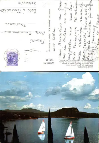 712191 Lago di Garda Panorama del golfo con la rocca Ansicht d. Golfs mit d. Rocca Segelboote Italy