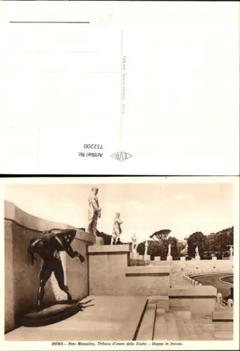 712200 Roma Rom Foro Mussolini Tribuna d onore dello Stadio Gruppo in bronzo Forum Stadion Bronzefiguren Italy