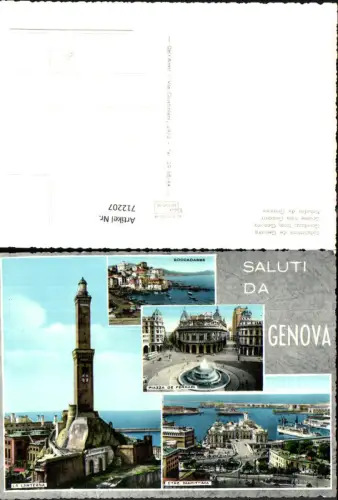 712207 Mehrbild AK Saluti da Genova la Lanterna Staz. Marittima Piazza de Ferrari Genua Italy