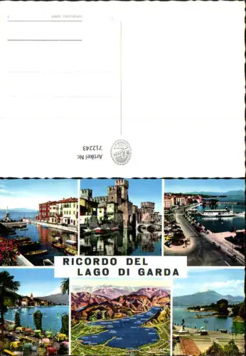 712243 Mehrbild AK Ricordo del Lago di Garda Gardasee Lagekarte Italy