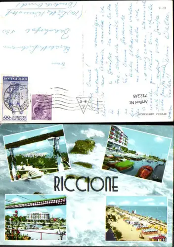 712245 Mehrbild Ak Riccione Riviera Adriatica Hafen Boote Strand Italy