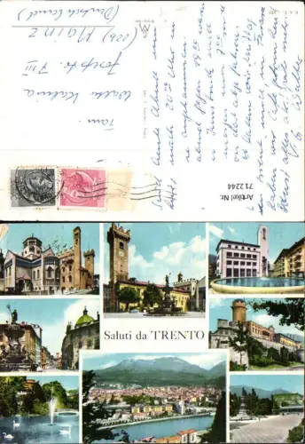 712244 Mehrbild AK Saluti da Trento Brunnen Platz Statue Italy