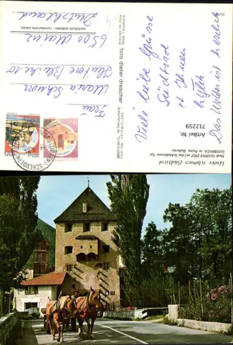 712259 Glurns Schludernser Tor Glorenza la Porte Sluderno Pferdekutsche Italy