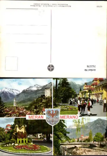 712278 Mehrbild AK Meran Merano Tracht Brücke Wappen aus Blumen Italy