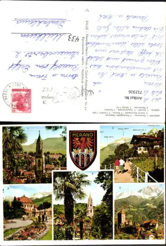 712326 Mehrbild AK Merano Meran Panorama Passeggiata Tappeiner Duomo Castello Tirolo Italy