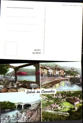 712334 Mehrbild AK Saluti da Cannobio Hafen Luftbild Brücke Italy
