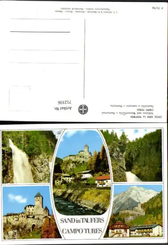 712336 Mehrbild AK Sand in Taufers Schloss u. Wasserfälle Pustertal Campo Tures Castello e cascate Pusteria Italy