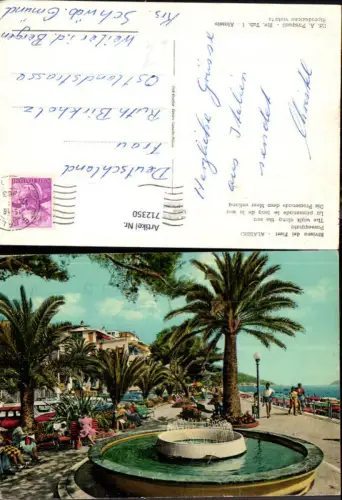712350 Riviera dei Fiori Alassio Passeggiata Promenade a. Meer Brunnen Palmen Italy