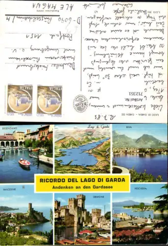 712351 Mehrbild AK Ricordo del Lago di Garda Gardasee Lagekarte Riva Peschiera Malcesine Italy