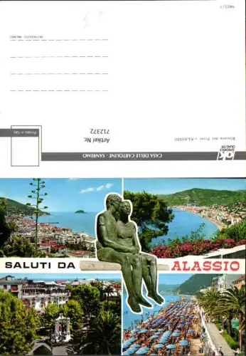 712372 Mehrbild AK Saluti da Alassio Strand Küste Statue Italy